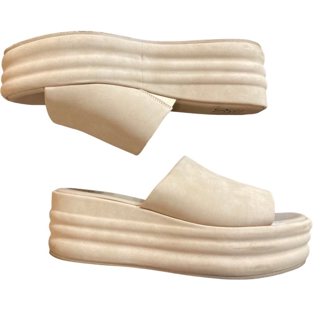 ‼️SALE‼️ Good Condition Size 10 Tan Chunky Platform Slides Sandals